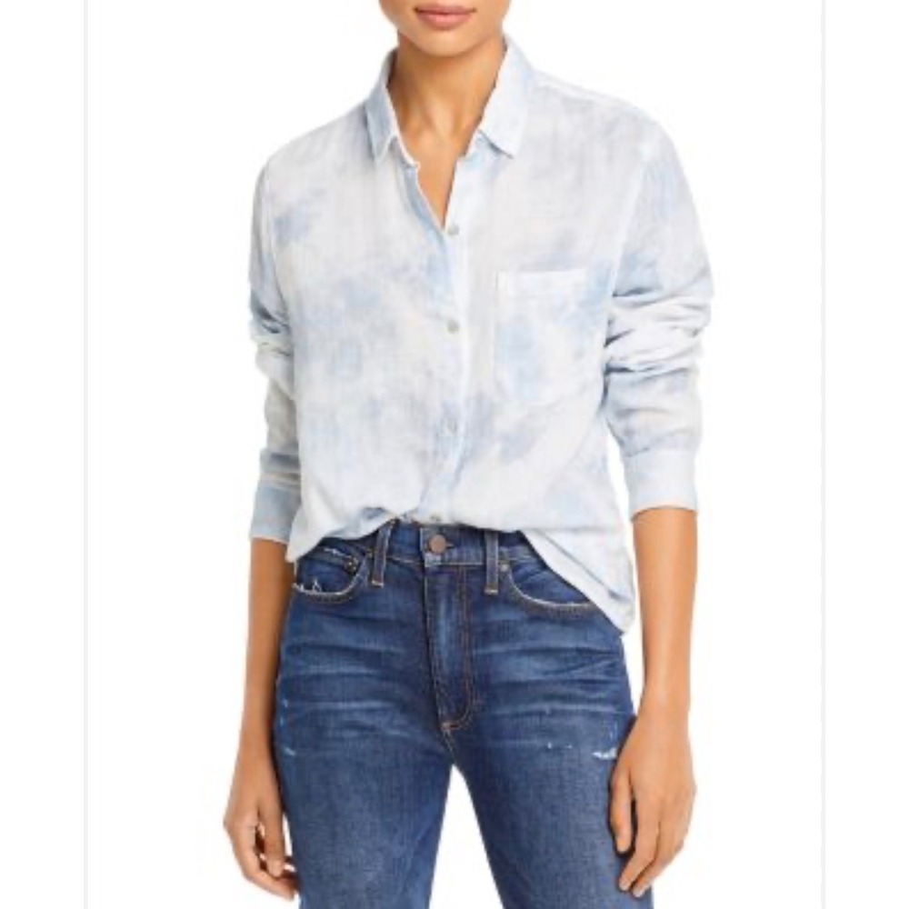 Rails Ellis Blue Tie Dye Gauze Cotton Button Down Shirt Womens Size Medium